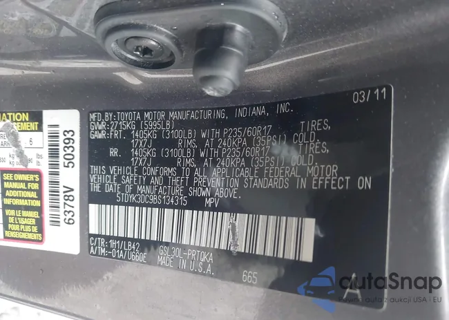 5TDYK3DC9BS134315: 44491779