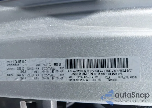 3C6TRVDG6KE541580: 44491822