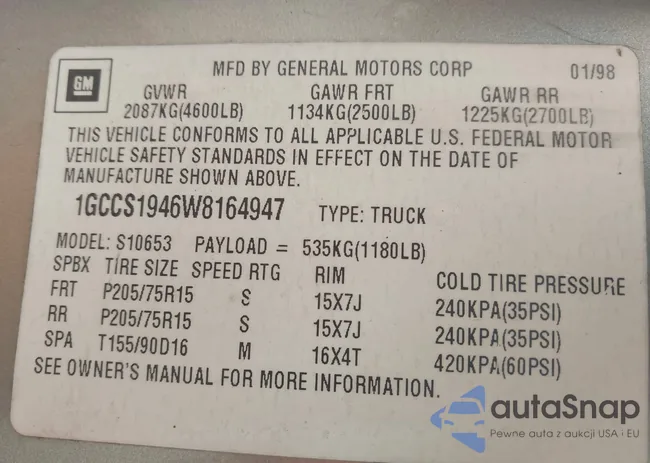 1GCCS1946W8164947: 44492015