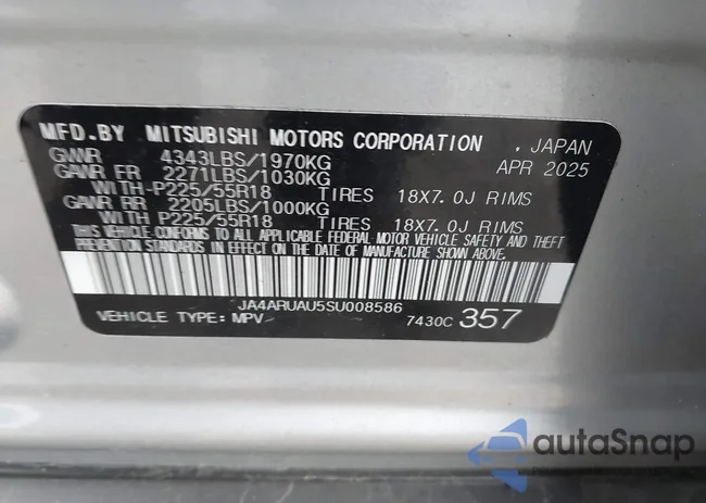 JA4ARUAU5SU008586: 44492041