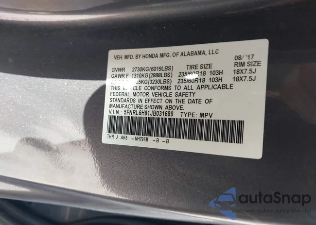 5FNRL6H81JB031689: 44492117