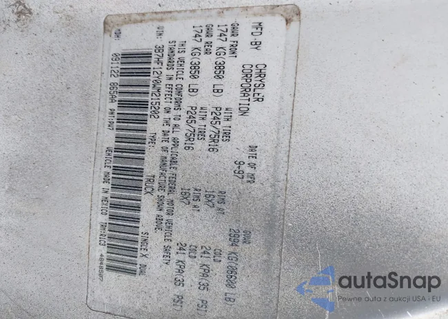 3B7HF12Y0WM215202: 44492127