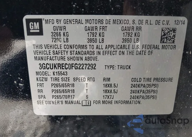 3GCUKREC0FG227292: 44492221