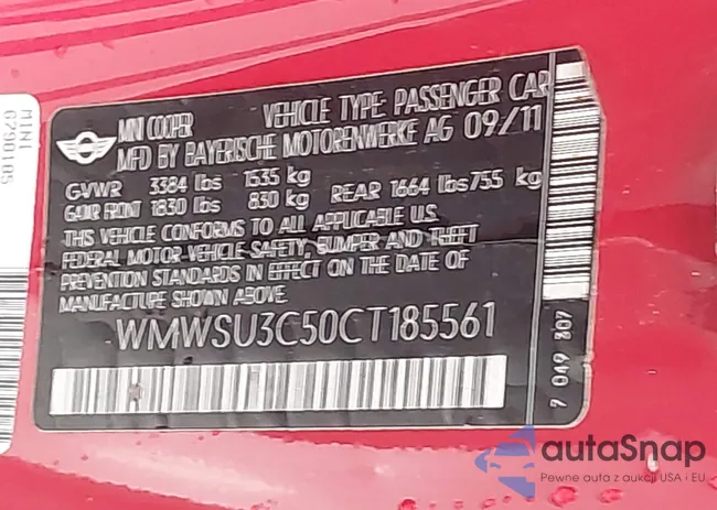WMWSU3C50CT185561: 44491432