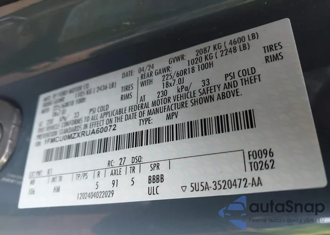 1FMCU0MZXRUA60072: 44491503