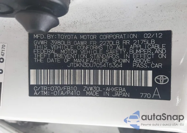 JTDKN3DU7C5415364: 44492759