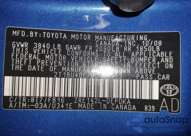 2T1BU40E79C139853: 44492825