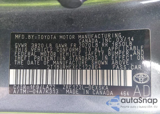 2T1BURHEXEC122864: 44492935