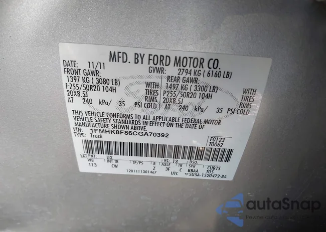 1FMHK8F86CGA70392: 44493066