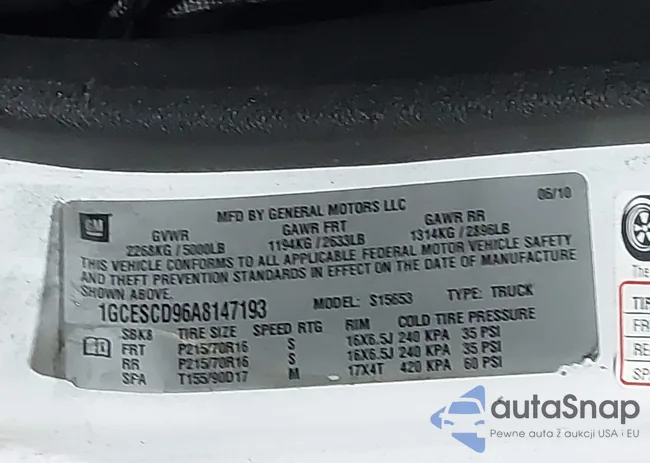 1GCESCD96A8147193: 44493261