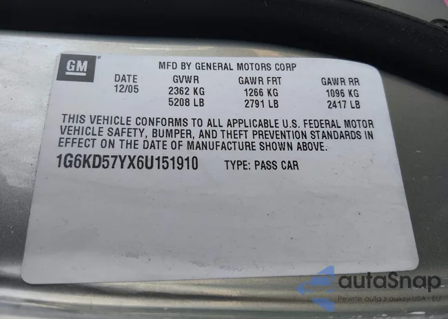 1G6KD57YX6U151910: 44492335