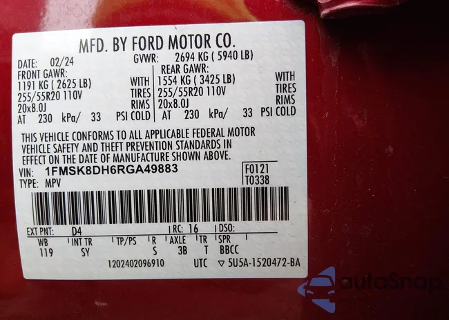 1FMSK8DH6RGA49883: 44492501