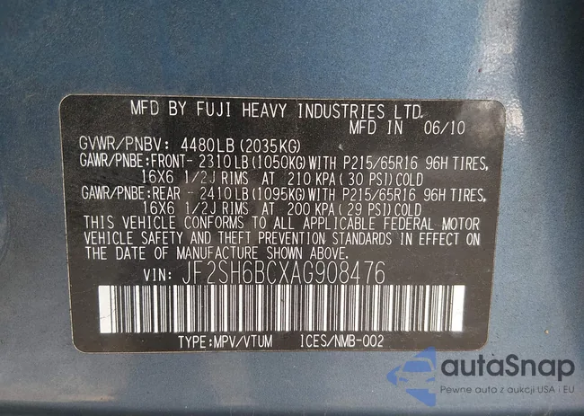 JF2SH6BCXAG908476: 44494032