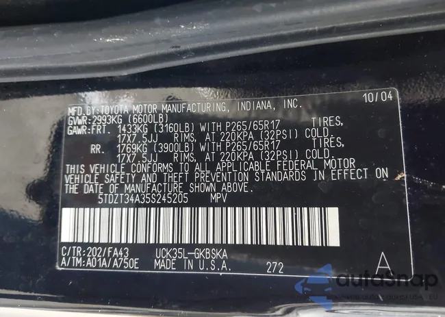 5TDZT34A35S245205: 44494062