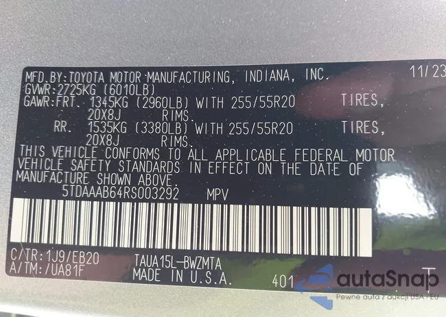 5TDAAAB64RS003292: 44494111