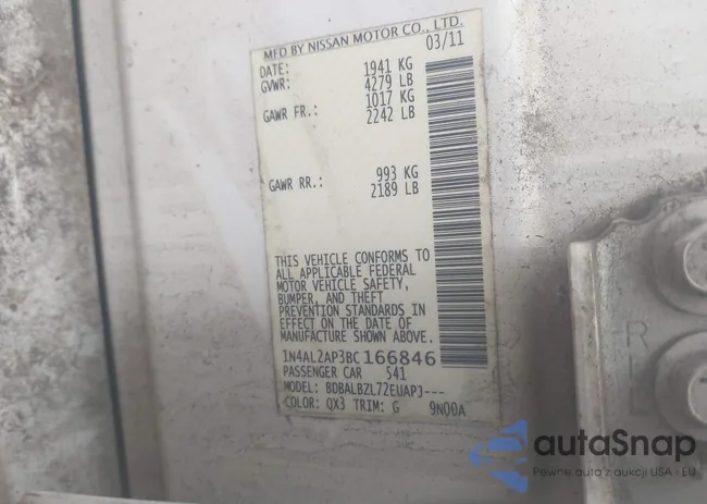 1N4AL2AP3BC166846: 44493279