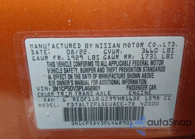 3N1CP5DV3PL468901: 44493330