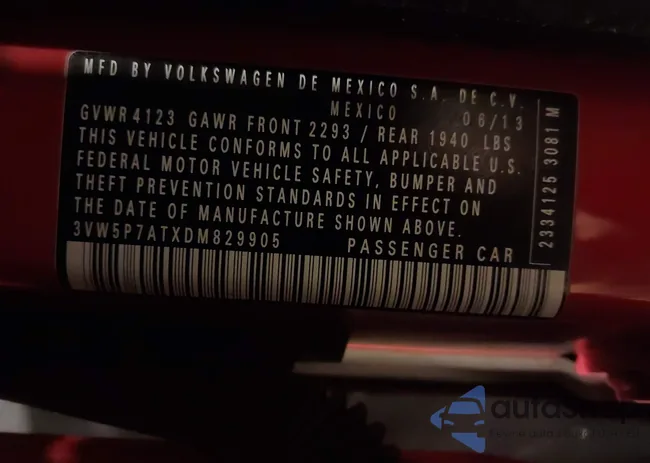 3VW5P7ATXDM829905: 44493495