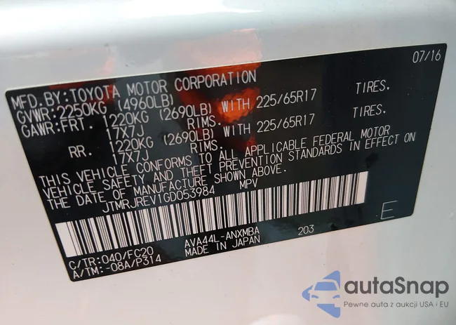 JTMRJREV1GD053984: 44494823