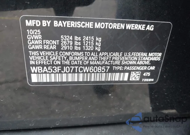 WBA53FJ07TCW60857: 44494965