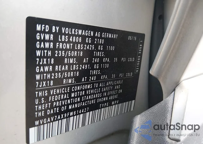 WVGAV7AX9FW614427: 44495060