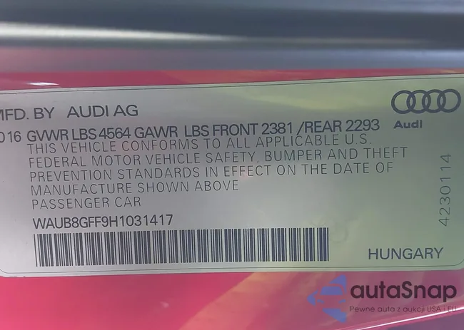 WAUB8GFF9H1031417: 44495064