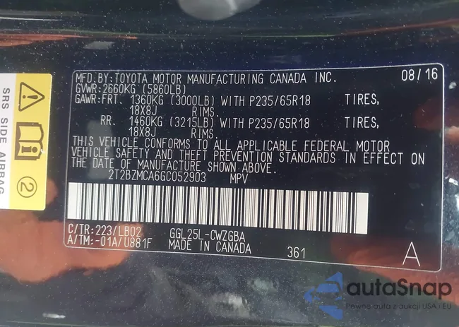 2T2BZMCA6GC052903: 44495211