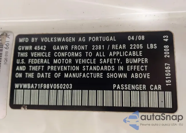WVWBA71F98V050203: 44494381