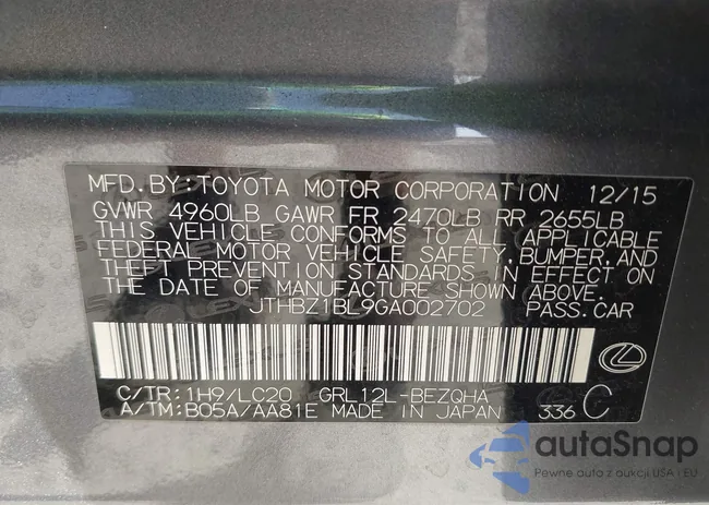 JTHBZ1BL9GA002702: 44495791