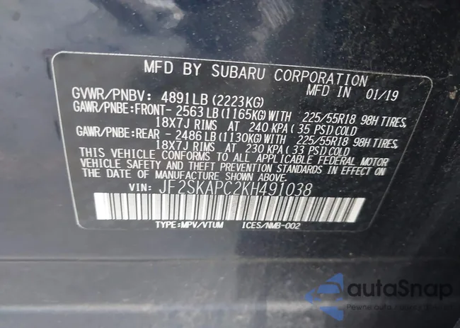 JF2SKAPC2KH491038: 44495874