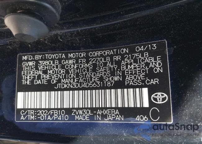 JTDKN3DU4D5631187: 44495921