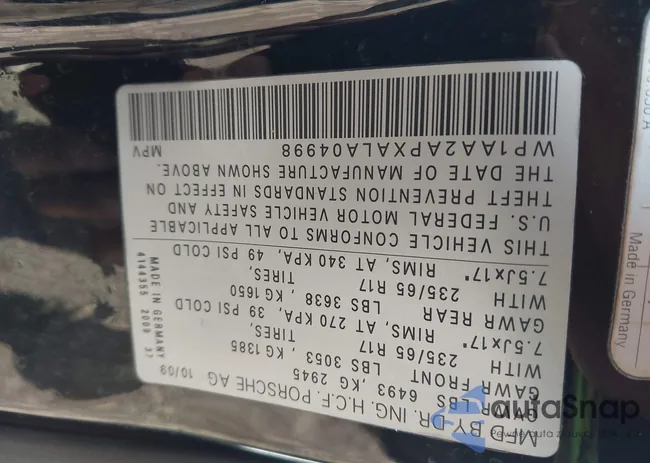WP1AA2APXALA04998: 44495305