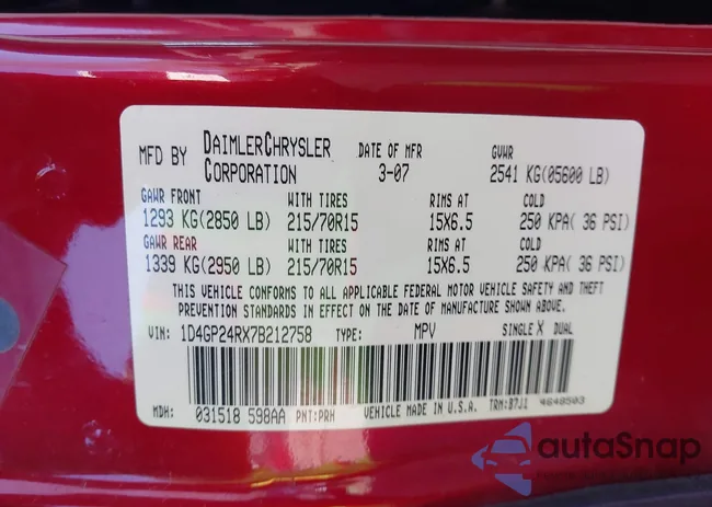 1D4GP24RX7B212758: 44495335