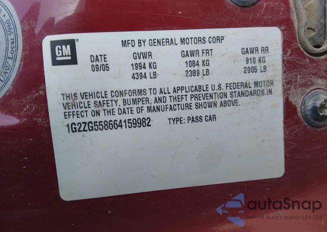 1G2ZG558664159982: 44495620