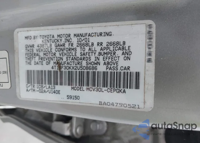 4T1BF30KX2U508686: 44496674