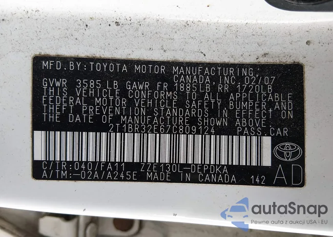 2T1BR32E67C809124: 44497236