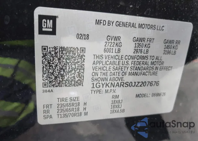 1GYKNARS0JZ207676: 44497257