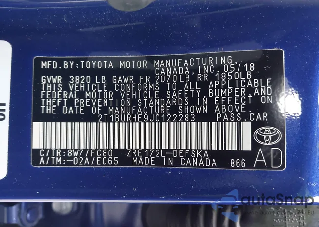 2T1BURHE9JC122283: 44497259