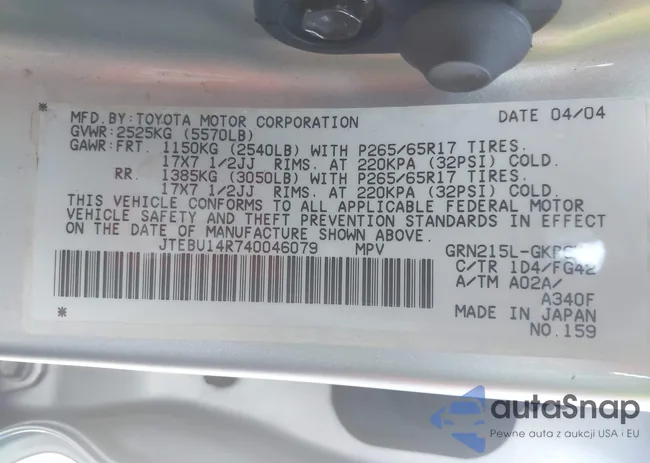 JTEBU14R740046079: 44496275