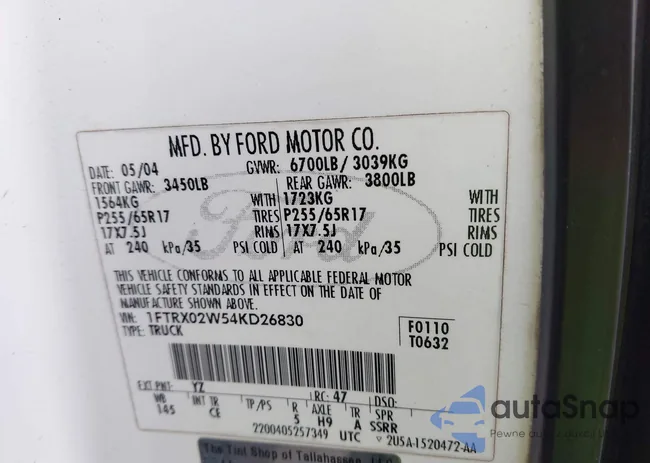 1FTRX02W54KD26830: 44496616