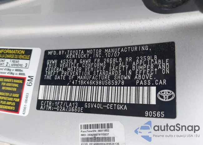 4T1BK46K98U565978: 44496638