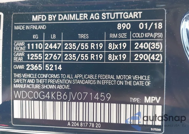 WDC0G4KB6JV071459: 44497702