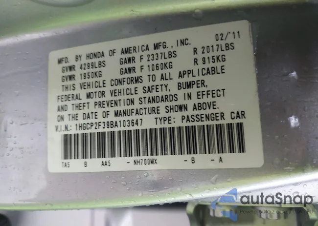 1HGCP2F39BA103647: 44497974