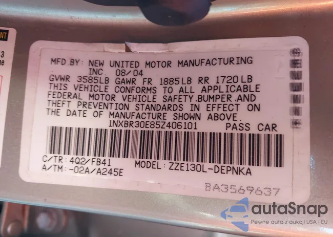 1NXBR30E85Z406101: 44498141