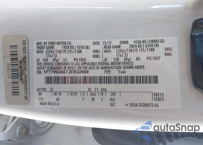 1FT7W2A67JEB22869: 44498169