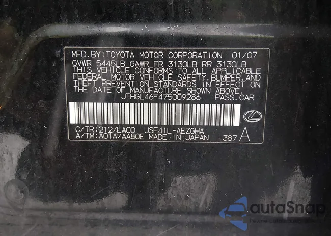 JTHGL46F475009286: 44497284