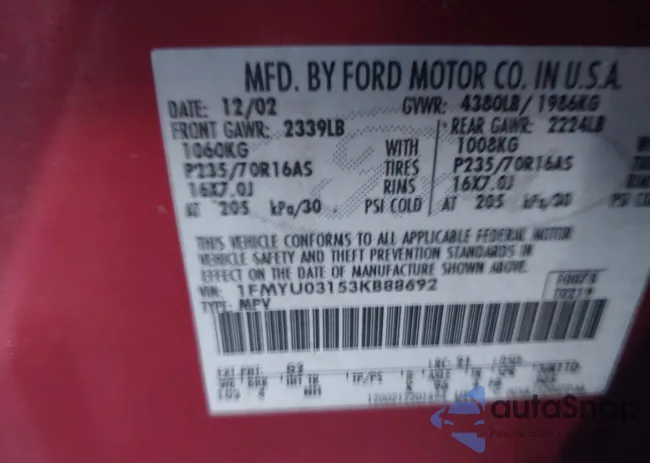 1FMYU03153KB88692: 44497621