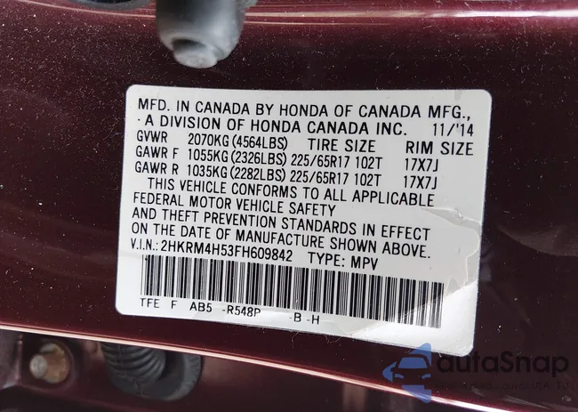 2HKRM4H53FH609842: 44499111