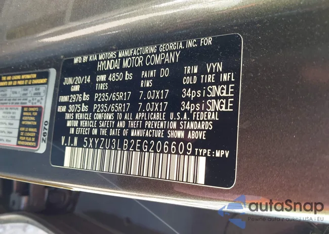 5XYZU3LB2EG206609: 44499168