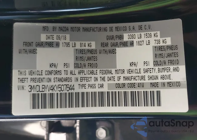 3MYDLBYV4KY507644: 44498361